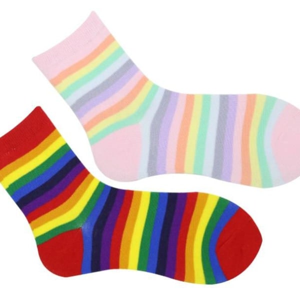 Sportssokker godteri farget regnbue sokker søte, dame bomull rosa KLB