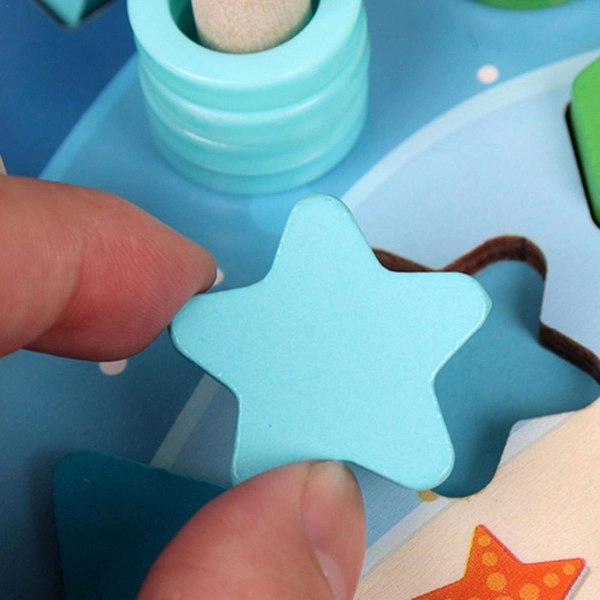 Montessori matematik plug-in spil/børnefiskeri spil trælegetøj sortering plug-in puslespil Ma KLB