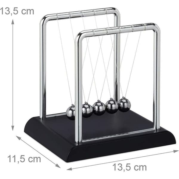Newtonpendel, klassisk kulla och sockelpendel, 5 kulor, silver
