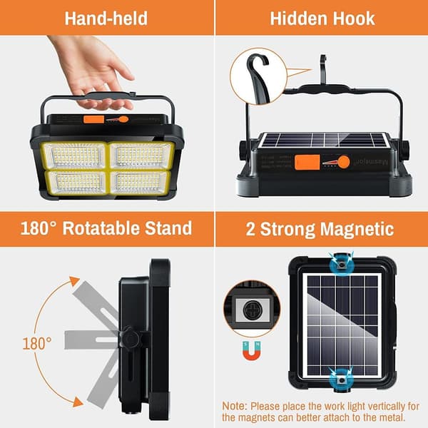 Genopladelig LED-projektør 336 LED'er/ 100 W/ solpanel/ 4 lystilstande/ 12000