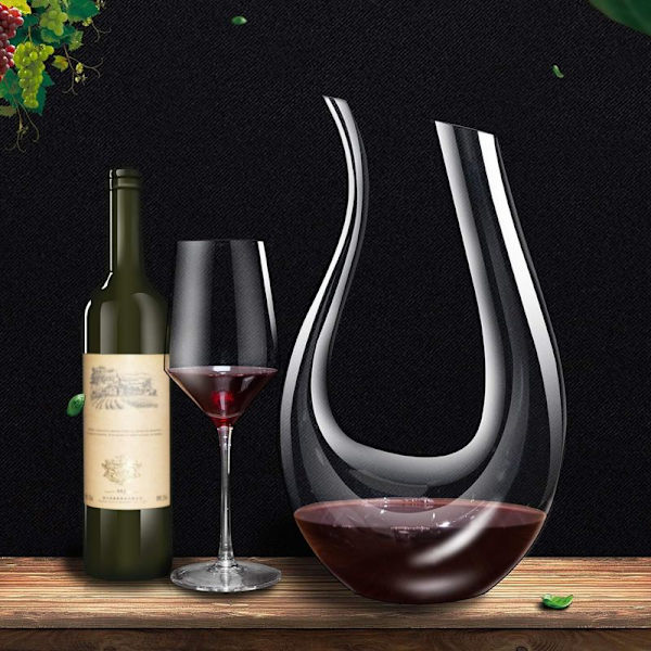 Vinkaraff, 1,5 liter U-formad kristallglas vinflaska set, blyfri