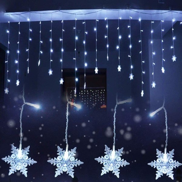 Snowflake curtain lights, 3.5m, 96 LED string lights, 8 lighting modes