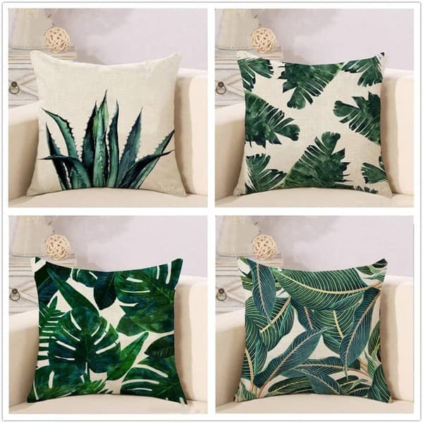 Gröna blad tropiska växter soffa sovrum vardagsrum dekoration 4 kuddfodral