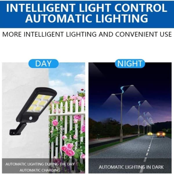 Utendørs solcellelys, 6000LM LED solgatelykt flomlys bevegelsessensor 3 mod