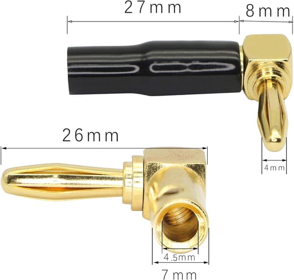 90 Graderad Bananplugg Vinkel 4 mm Högtalarkabel Bananplugg Bindpost