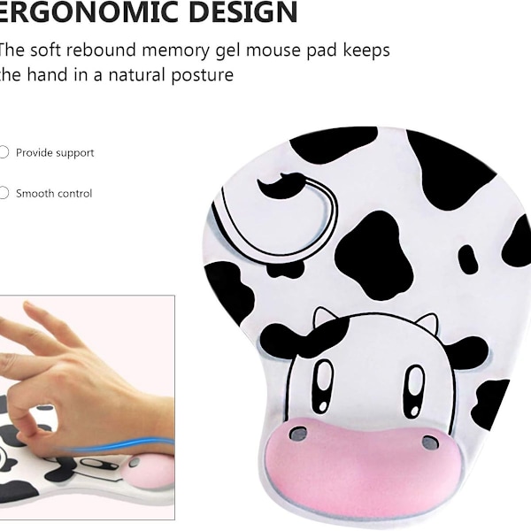 Musemåtte, ergonomisk musepude, håndledsstøtte, elastisk gel