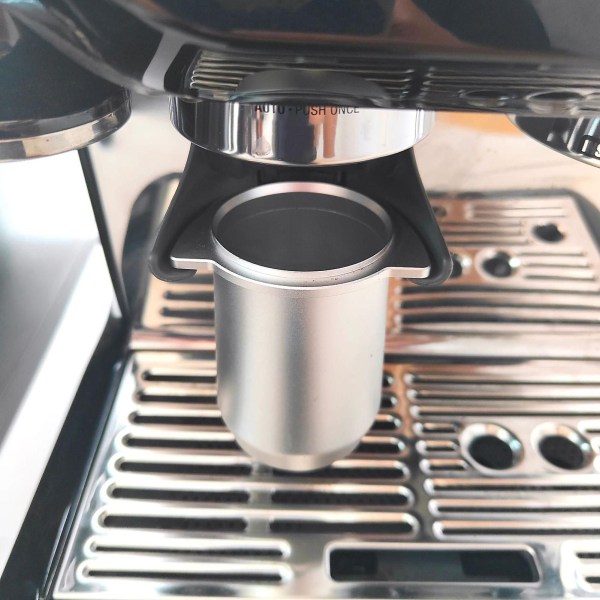 54 mm kaffedoseringskopp med to ører Praktisk aluminium Barista espresso pulverplukker for kaffebar (svart)