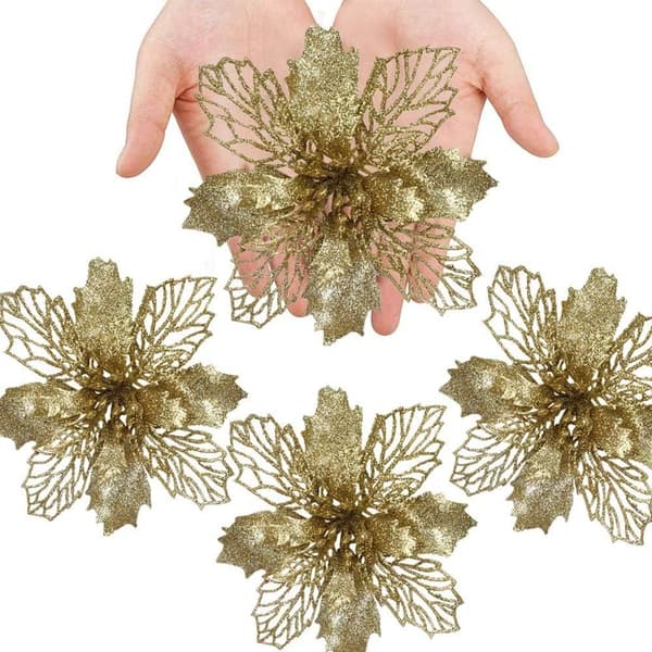 12 stk. kunstige juleblomster, julestjerne juleblomst, KLB