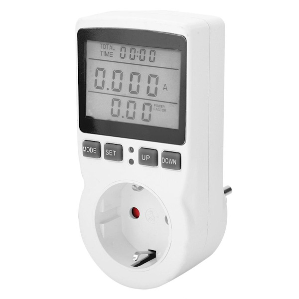 Plug-in LCD-energimätare, spänning, ström, energiförbrukning KLB