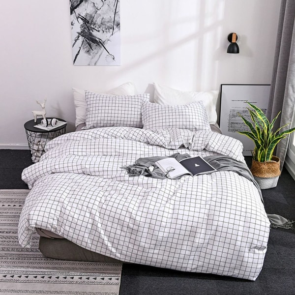 Rutiga sängkläder + 2 rutiga örngott mikrofiber påslakan KLB