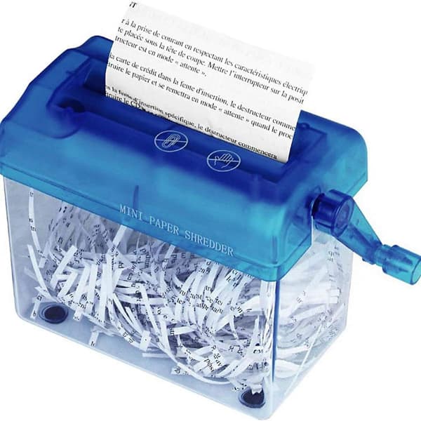 Papirshredder Bærbar Mini A6 Håndshredder, Manuel Papirshredder til KLB