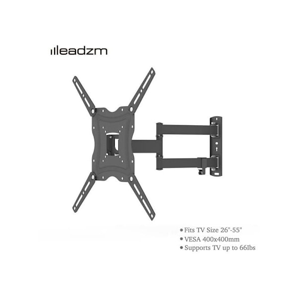 TV-veggfeste 26-55 tommer med horisontalt vater, VESA 400x400mm (maks. 30 kg), roterbar 180°, vippbar -5°12° KLB