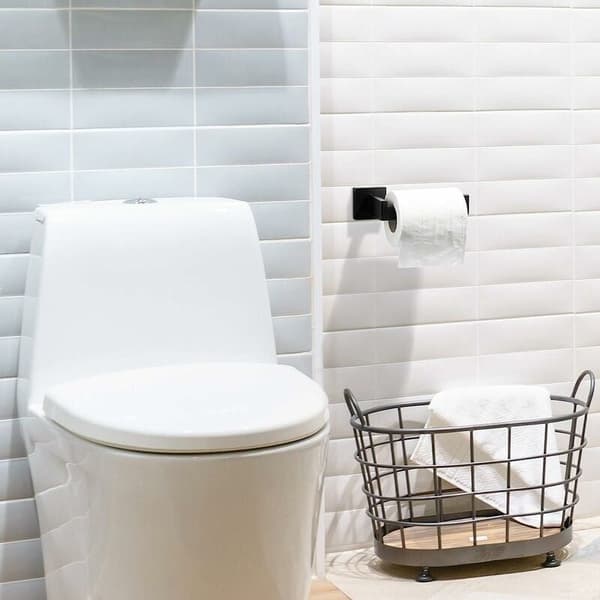 Sort toiletpapirholder i rustfrit stål, rulleholder til toiletpapir