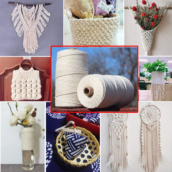 Naturligt bomullsgarn, macrame bomullsgarnshantverk, DIY-hantverk