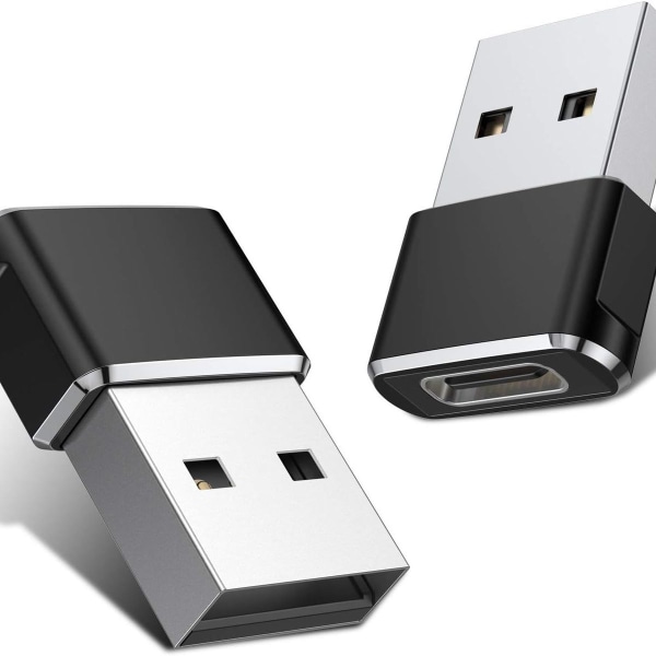 USB C Hona till USB Hane Adapterpaket med 2 Typ A Laddningskabel Svart