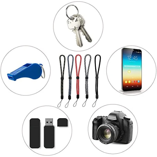 Lanyard handledssnöre, justerbart handledssnöre, lanyard med handledsrem, justerbart nylonhandledsrem, för mobiltelefoner, USB-enheter, kameror, nycklar, 10 stycken
