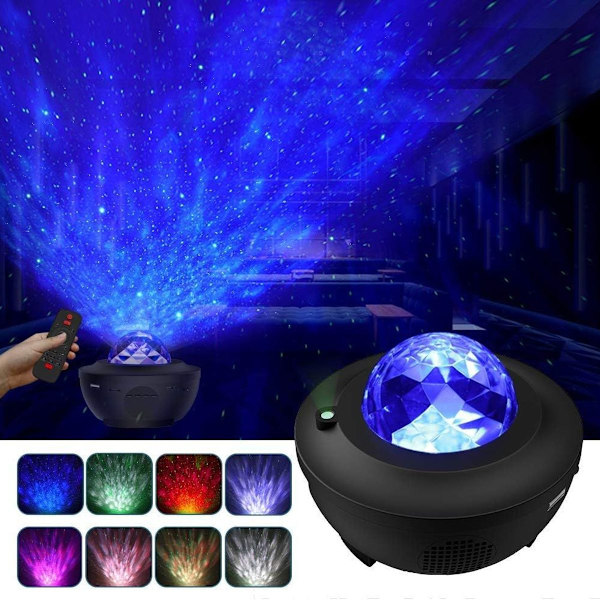 Stjernehimmelprojektor med Bluetooth - LED-lampe, fest, vannbølger KLB