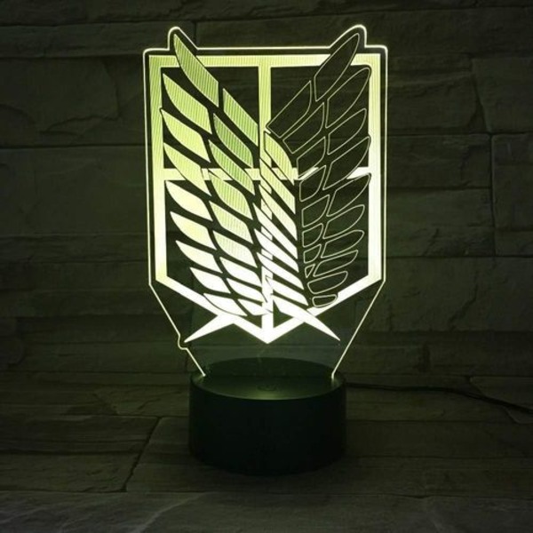 7-färgad lampa med Anime Attack on Titan Wings of Freedom 3D-ljus, beröringsstyrd LED