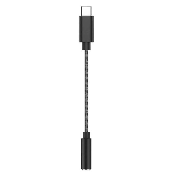 USB C - 3,5 mm:n äänisovitin, punottu Type C, uros ja kuuloke musta