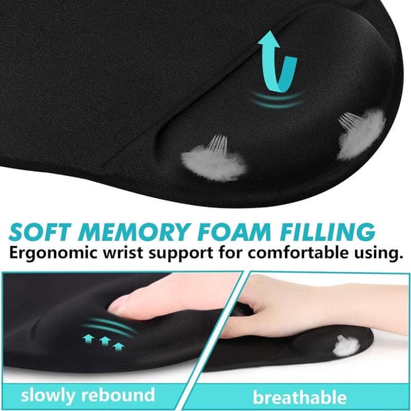 Ergonomisk musemåtte med håndledsstøtte, premium memory skum 2