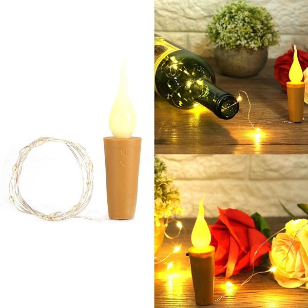10-pack korkformade ljusslingor, flaskpropp, LED-lampa, batteri KLB