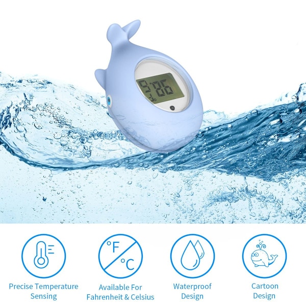 Baby badetermometer, digitalt badetermometer til indendørs brug, badelegetøj med LED-alarm