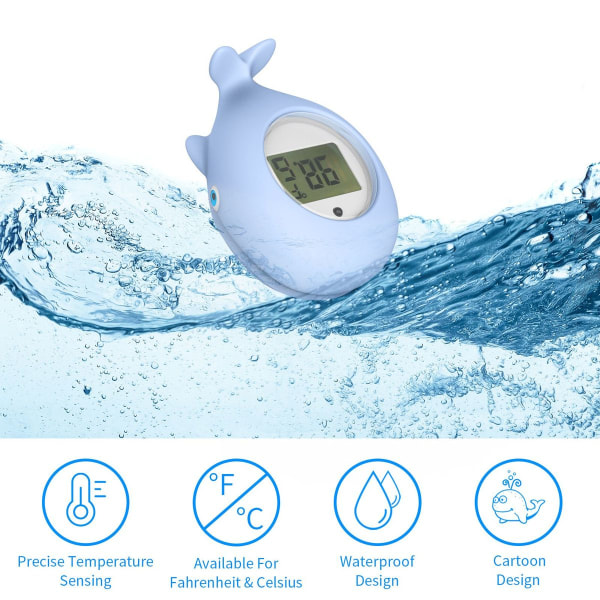 Babybadtermometer, digital inomhusbadtermometer, badleksak med LED-larm