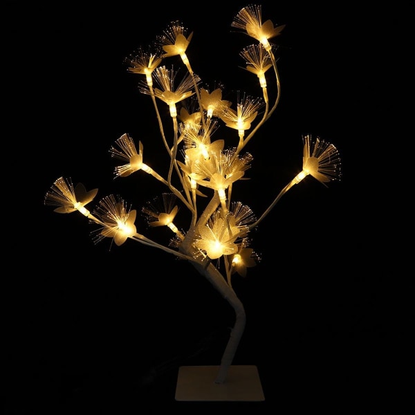 24LEDs vit fiberoptisk blomma träd blomma bonsai ljus KLB