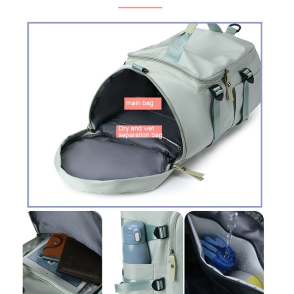 Multifunktionel rejserygsæk Stor kapacitet håndtrommetaske sportstaske (sort)