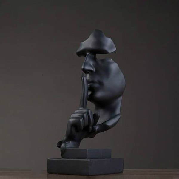 Stilhed er guld Abstrakt Resin Figur (Sort)