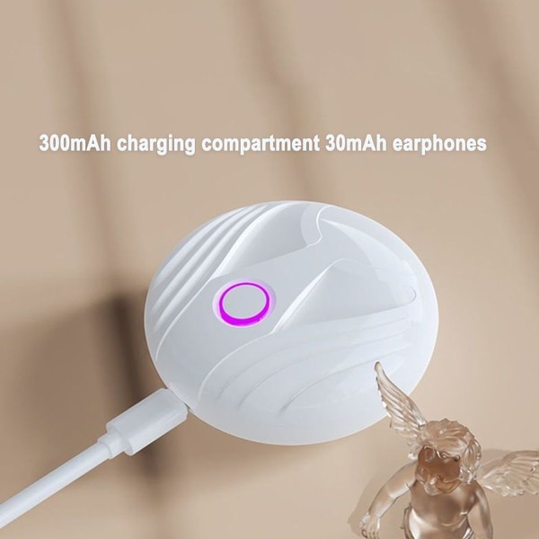 Trådlösa hörlurar, Bluetooth 5.0 hörlurar, case, vit