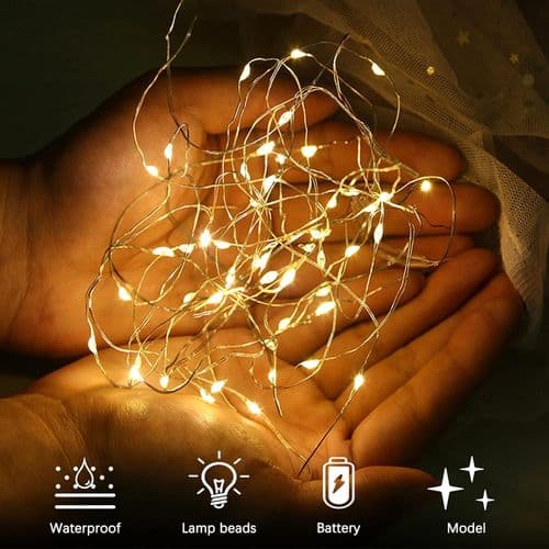 LED Mikro Kobbertrådlys, 2m Belysning Firefly Lys for