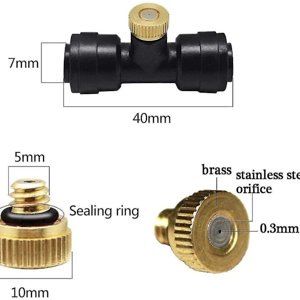 1/4'' Slip-Lock-tåkedysersett, 12 x messing tåkedyser