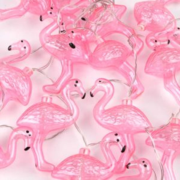 Rosa Flamingo LED-ljusslingor för utomhusbruk 3m Set med 20 KLB