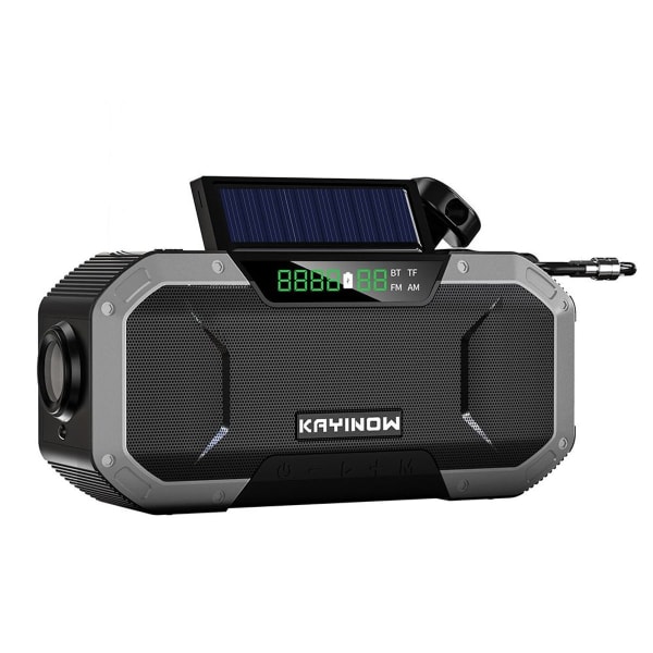 Nødradiostænksikker Bluetooth-højttaler Bærbar AM/FM Solar Crank
