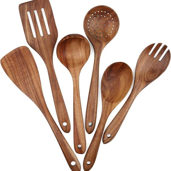 Träredskap set, 6 delar, köksredskap set,