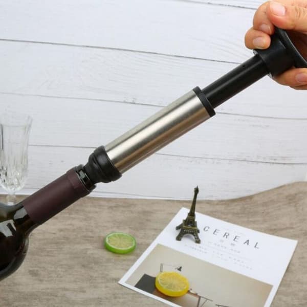 Vingårdsstop i rustfrit stål, champagneprop, vakuumpumpe til vin