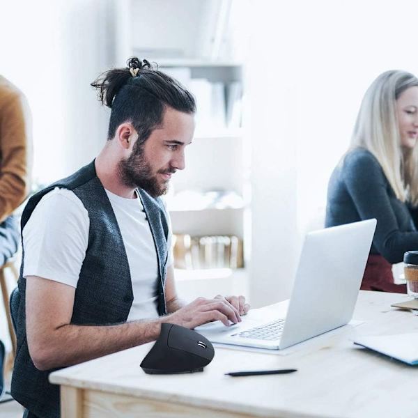 Ergonomisk vertikal trådløs mus, oppladbar optisk mus,
