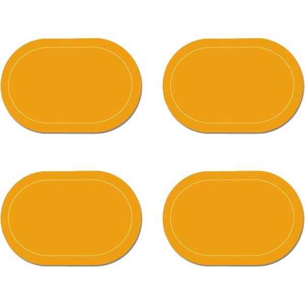 Sæt med 4 dækkeservietter af kunstlæder, dobbeltsidet, farve oval gul