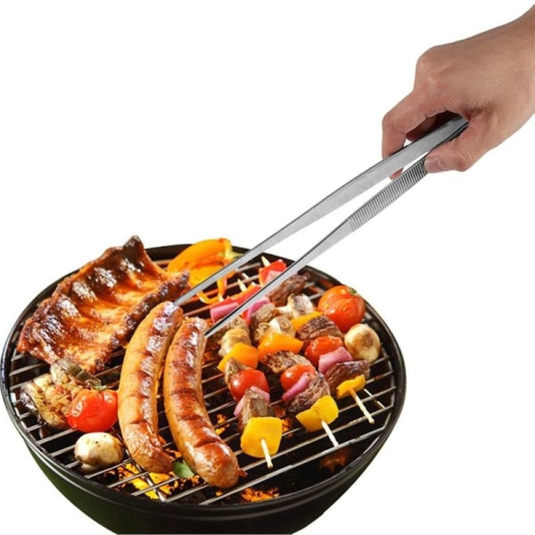 Rustfrit stålkøkkentang, 30 cm lang grilltang, grillkødspincet,