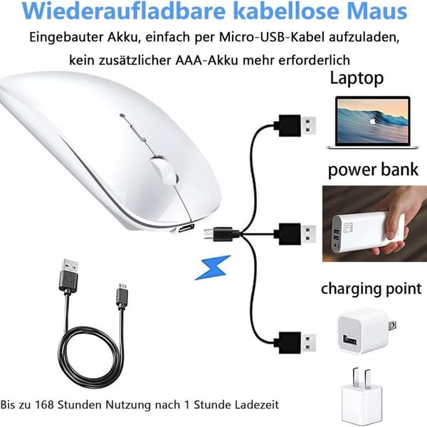 Uppladdningsbar Bluetooth-mus för bärbar dator surfplatta