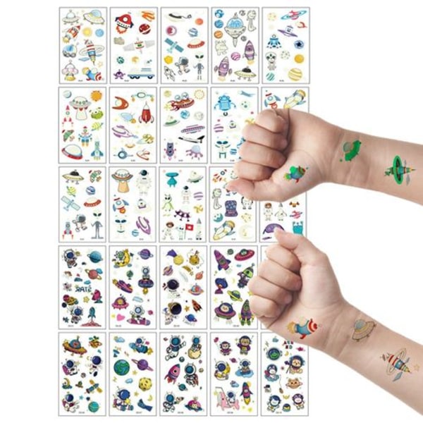 25 ark med tillfälliga glow-tatueringar, rymdmotiv som lyser i mörkret