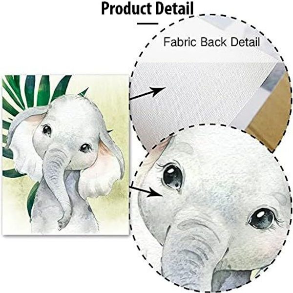 Liten Baby Vattenfärg Djur Djungel Safari Tryck Set om 6 (Oinramade) KLB