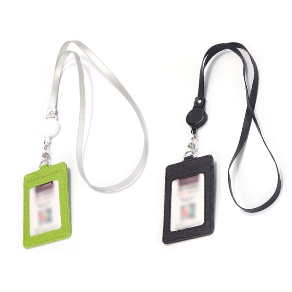 2stk ID-kortholdere i PU-skinn Vertikale ID-kortholdere med ID-kort Grønn + Svart