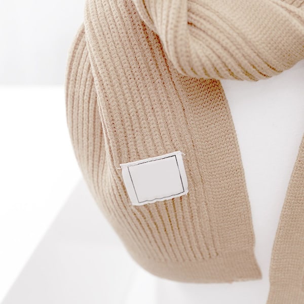 Barns skjerf mykt varmt strikket halsvarmer vinter klassisk skjerf for gutter beige KLB