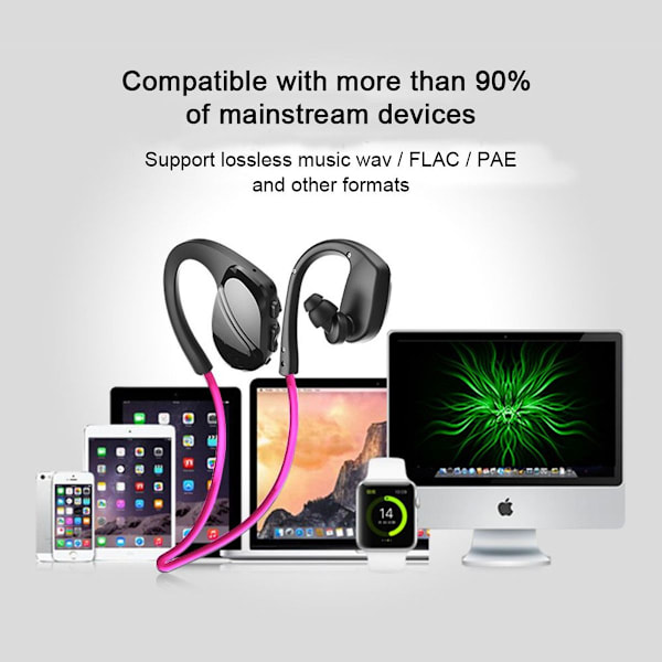Bluetooth-hodetelefoner Svettebestandige Bluetooth Rosa