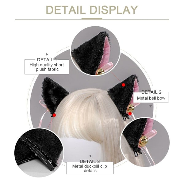 Par Cat Ears Hårklemmer Halloween Fox Ears Pels Hårnåler Cat Hodebånd KLB