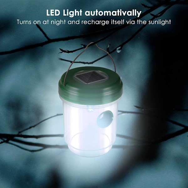 Getingfälla, solcellsdriven flugfälla med ultraviolett LED-ljus, vattentät KLB