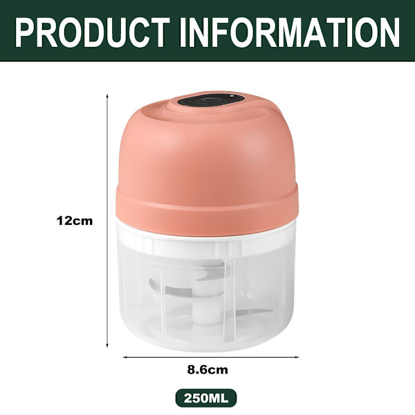 Elektrisk Mini Hvidløgshakker Mini Hakker Madprocessor Pink
