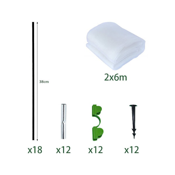 18 st nätväxthusbågar kit trädgård växthus båge odlingstunnel bågar för växthustunnel trädgårdstunnel stödram (2x6m) KLB